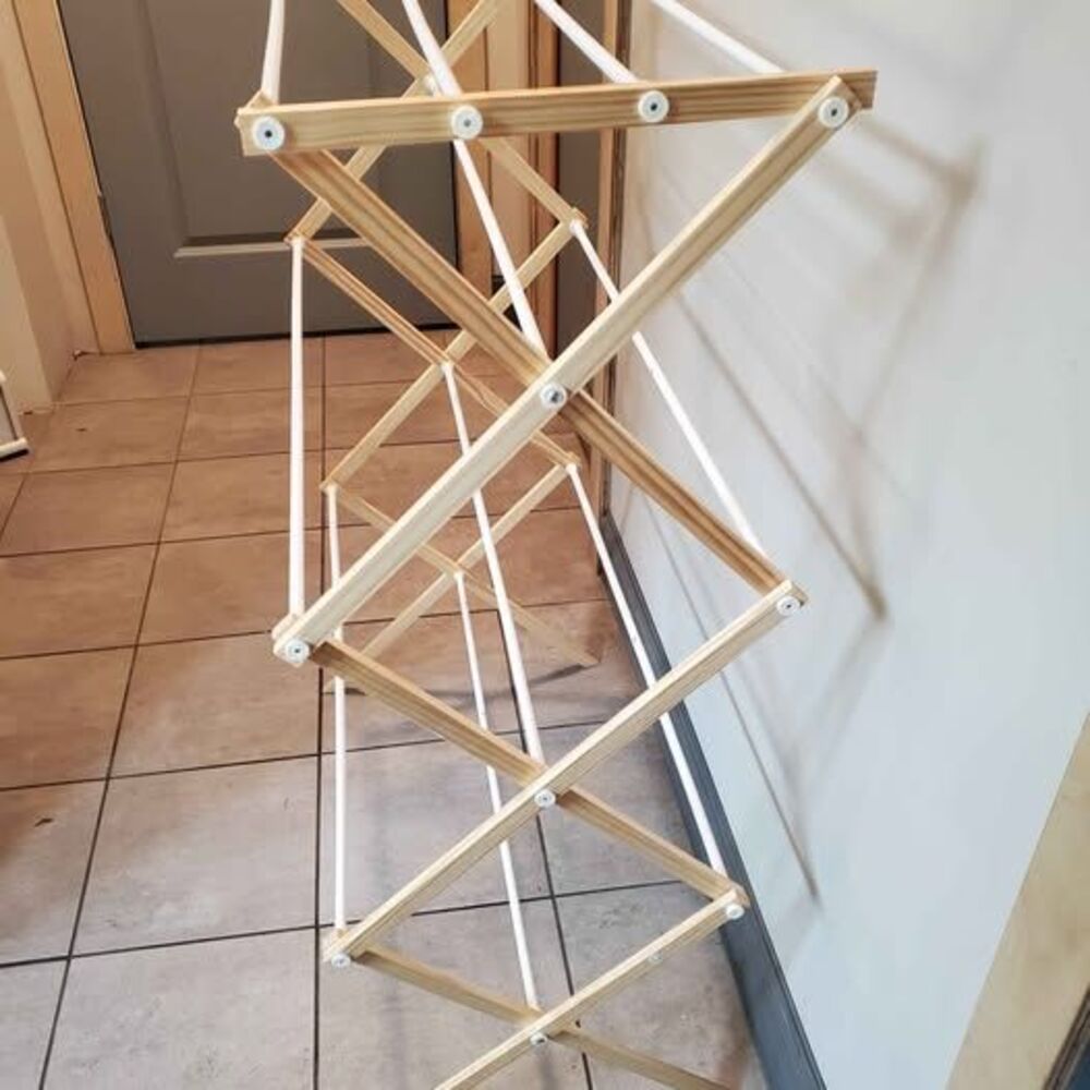MISSING SCREWS- Bamboo collapsible clothes drying racks foldable.